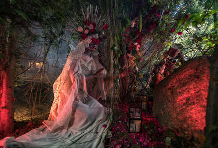 Fabulous stylization of Santa Muerte - Holy Death - modern religious cult. Concept Art fairy tale photo.の写真素材