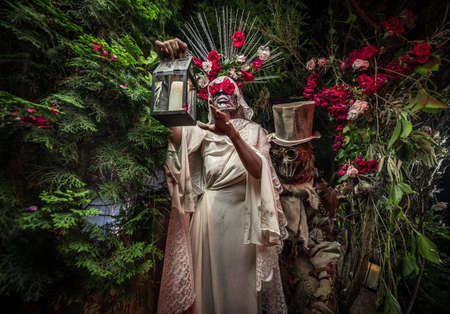 Fabulous stylization of Santa Muerte - Holy Death - modern religious cult. Concept Art fairy tale photo.の写真素材