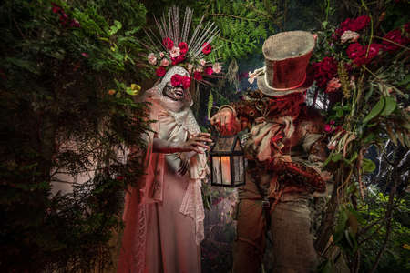 Fabulous stylization of Santa Muerte - Holy Death - modern religious cult. Concept Art fairy tale photo.の写真素材