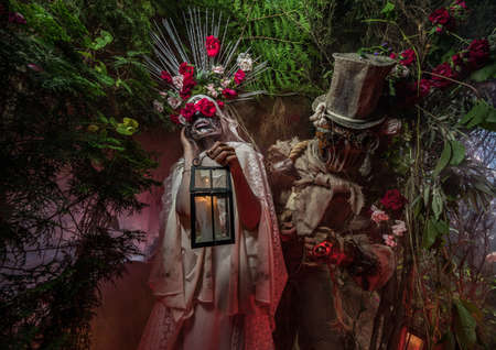Fabulous stylization of Santa Muerte - Holy Death - modern religious cult. Concept Art fairy tale photo.の写真素材