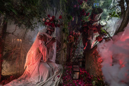 Fabulous stylization of Santa Muerte - Holy Death - modern religious cult. Concept Art fairy tale photo.の写真素材
