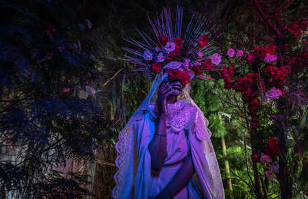 Fabulous stylization of Santa Muerte - Holy Death - modern religious cult. Concept Art fairy tale...