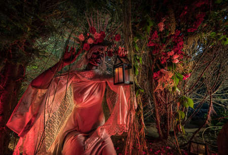 Fabulous stylization of Santa Muerte - Holy Death - modern religious cult. Concept Art fairy tale photo.の写真素材