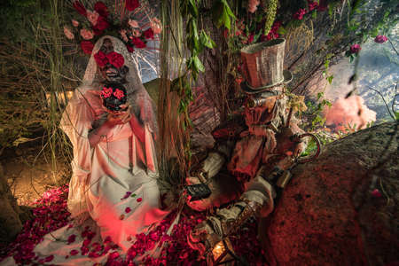 Fabulous stylization of Santa Muerte - Holy Death - modern religious cult. Concept Art fairy tale photo.の写真素材