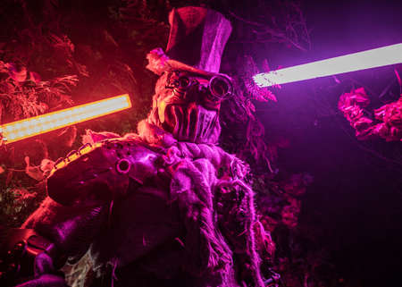 Futuristic character cyborg stalker. Art Photography in steampunk style.の写真素材