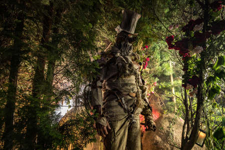 Futuristic character cyborg stalker. Art Photography in steampunk style.の写真素材