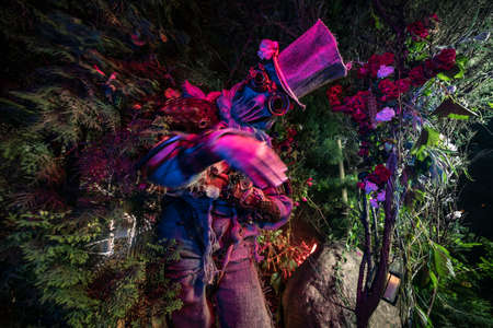 Futuristic character cyborg stalker. Art Photography in steampunk style.の写真素材