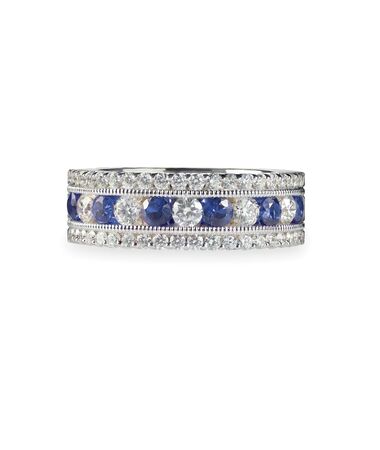 Sapphire and diamond wedding anniversary band isolated on whiteの写真素材