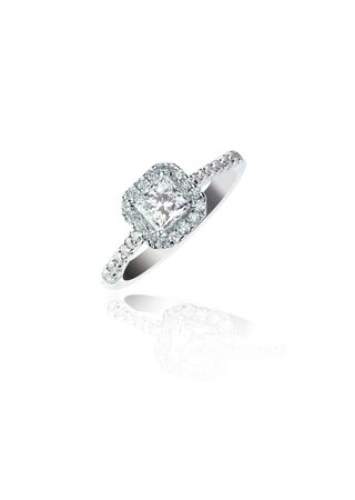 Princess Cut Diamond Wedding band engagement ringの写真素材
