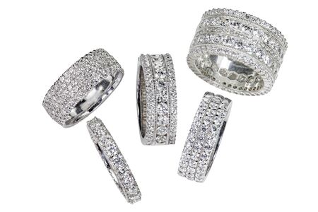 Group of Diamond wedding engagement RIngsの写真素材