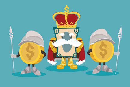 money king is king of money kingdom and he appear with money warriorのイラスト素材