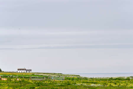 View of farms around John or 'groats village in Scottish Highlandsの写真素材