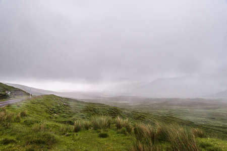 rainy scenery of landscapes on the way from Lochinver to Durnessの写真素材