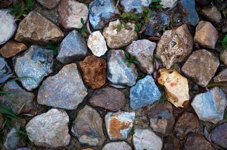 Various pebble stones for background in top view