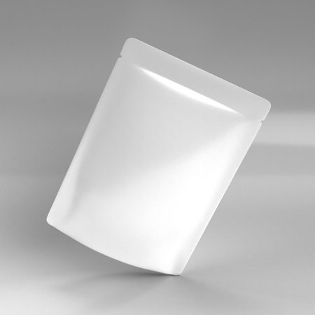 3d rendering plastic sachet to be customized on a neutral background.