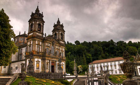 BRAGA, circa 2015 - The facade of Bom Jesus do Monte, Braga, Portugal against a dramatic skyのeditorial素材
