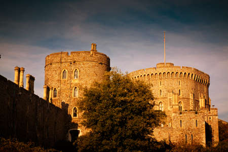 WINDSOR, circa 2017 - A golden hour establishing shot of the Windsor Castle in England, UKのeditorial素材