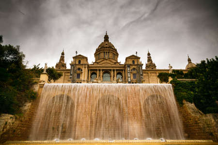 BARCELONA, circa 2015 - Telephoto shot of MNAC - Museu Nacional d'Art de Catalunya) - with a...