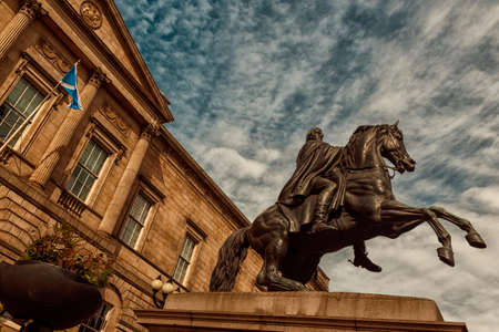EDINBURGH, circa 2016 - Wide angle dramatic shot of the Wellington statue in Edinburgh, Scotland, UKのeditorial素材