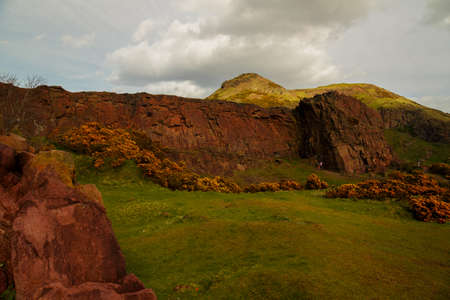 EDINBURGH, circa 2016 - Telephoto shot of the Holyrood Park, Scotland, UKのeditorial素材