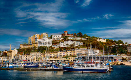 TORQUAY, circa 2015 - Postcard shot of Torquay town, Devon, England, UKのeditorial素材