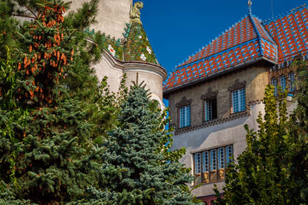 TARGU MURES, circa 2016 - Telephoto shot of the Culture Palace in Targu Mures, Romaniaのeditorial素材