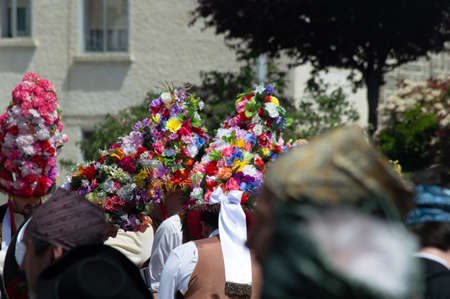 First Friday of May festival in the town of Jaca Aragon Spainのeditorial素材