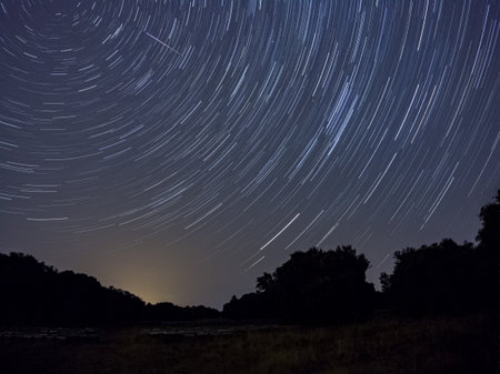 Star trails in the night sky. Star trails in the sky.