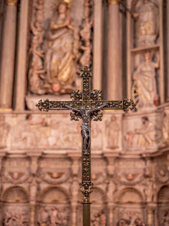 Interiors and details of Seville cathedral, in Seville, Andalusia, Spainの写真素材