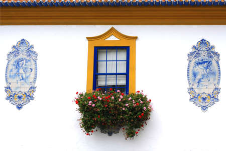 A detail of a window in an ancient house.の写真素材