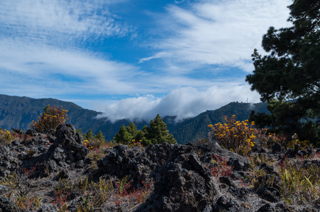 Clouds coming over the Cumbre on la Palma, Canary Islands, Spainの写真素材