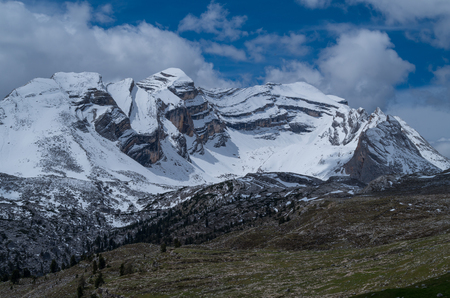 Beautiful mountain landscape in the dolomites, Fanes-Sennes-Prags national park, South tyrol, Italyの写真素材