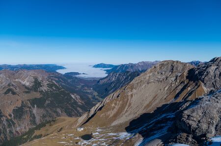 Beautiful view over Rappensee hut and Allgau near Oberstdorf, Oberallgau, Germanyの写真素材