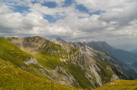 Beautiful mountain landscape in the Lechtal Alps with moody sky, North Tyrol, Austriaの写真素材