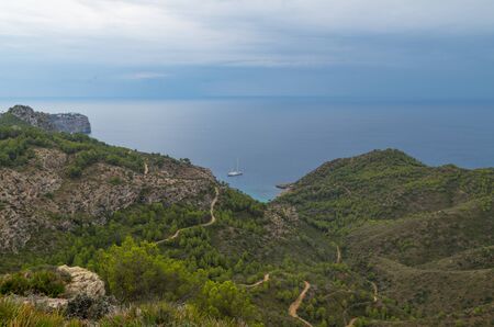 Beautiful coast in the Tramuntana mountains at GR 221, Balearic islands, Mallorca, Spainの写真素材