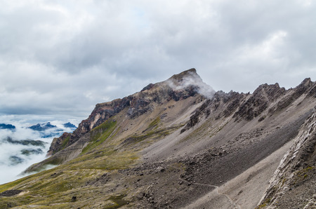 Beautiful mountain landscape in the Lechtal Alps with moody sky, North Tyrol, Austriaの写真素材