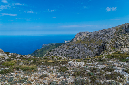 Beautiful panorama on GR 221 near Deia, Mallorca, Baleares, Spainの写真素材