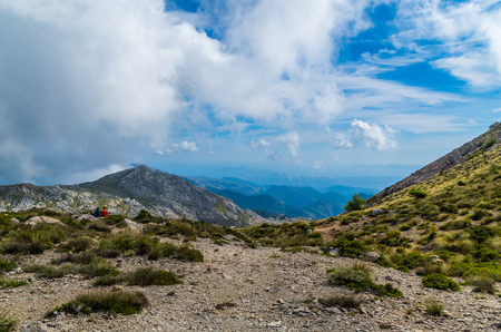 Hiking on the GR 221 in Tramuntana, Mallorca, Spainの写真素材