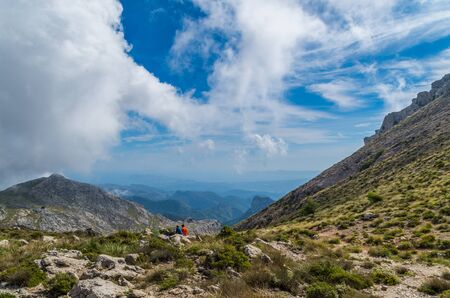 Hiking on the GR 221 in Tramuntana, Mallorca, Spainの写真素材