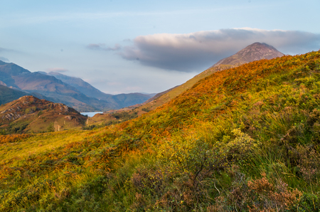 Beautiful sunset at Loch leven in Scotland, Great Brittainの写真素材