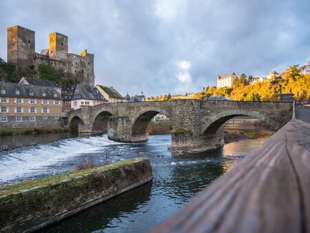 Runkel, Town and Castle, Region River Lahn, Hessen, Germanyの写真素材