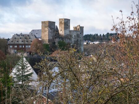 Runkel, Town and Castle, Region River Lahn, Hessen, Germanyの写真素材