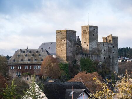 Runkel, Town and Castle, Region River Lahn, Hessen, Germanyの写真素材