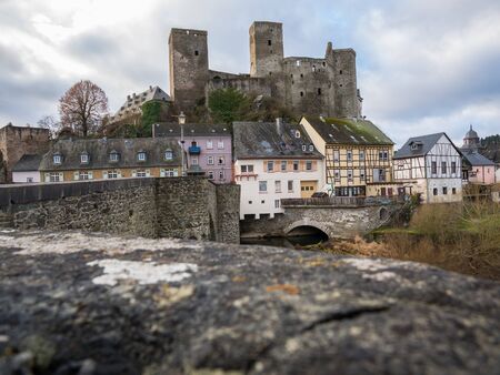 Runkel, Town and Castle, Region River Lahn, Hessen, Germanyの写真素材