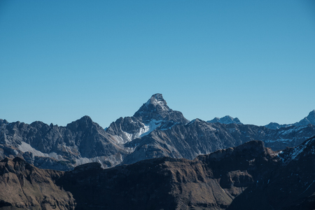 Panoramic view of peak Hochvogel in the Allgaeu Alps, Germanyの写真素材
