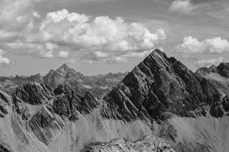 Spectacular view of the Allgaeu Alps near Oberstdorf, Germany black and whiteの写真素材
