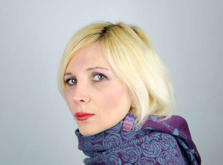 Beautiful young blond woman portraitの写真素材