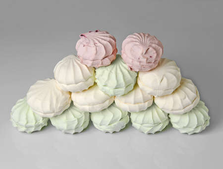 Delicate multi-colored marshmallows in the pyramid complexの写真素材