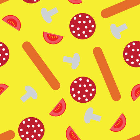 Pizza pieces painted in graphic style. Vector seamless pattern.のイラスト素材