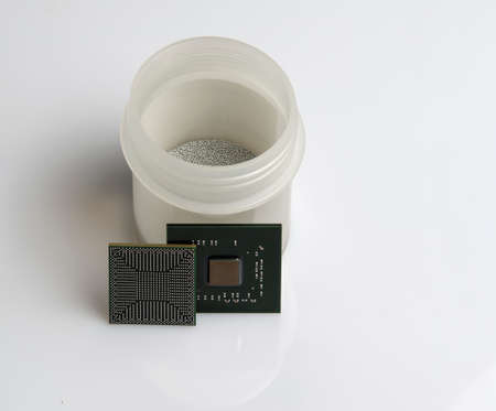 Electronic Component microchip photo isolate on a white backgroundの写真素材